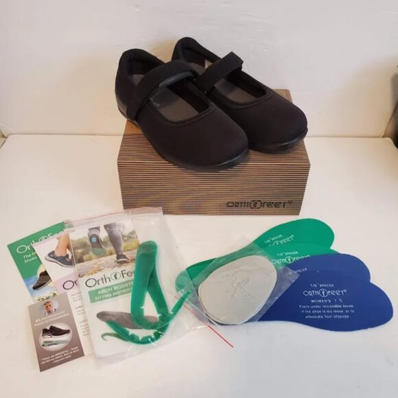 Orthofeet Springfield Black Mary Jane Diabetic Comfort Shoes 7.5 XX Wide 4E #827 - Picture 1 of 13